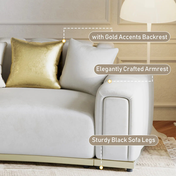 Shino Velvet Curved Sofa with Gold Accent Base - Wooden bazar