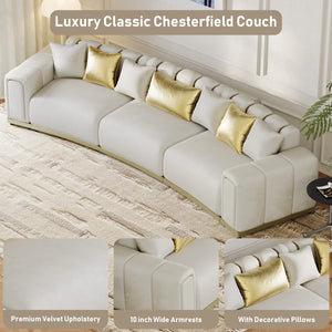 Shino Velvet Curved Sofa with Gold Accent Base - Wooden bazar