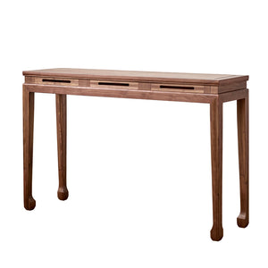47.2" Mid Century Modern Console Table Walnut Solid Wood Entryway Table with 4 Legs - Wooden Bazar