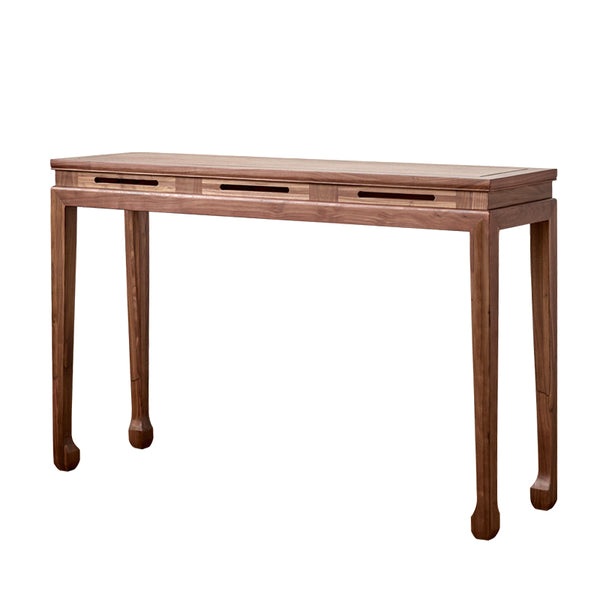 47.2" Mid Century Modern Console Table Walnut Solid Wood Entryway Table with 4 Legs - Wooden Bazar