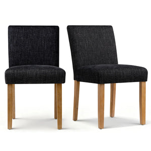 18.5" Seat Height Linen Blend Upholstered Solid Wood Legs Dining Chairs (Set of 2)  Wooden Bazar