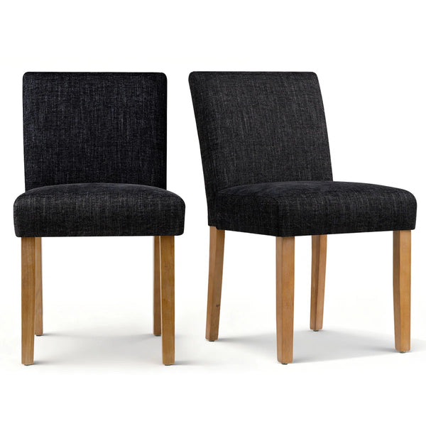 18.5" Seat Height Linen Blend Upholstered Solid Wood Legs Dining Chairs (Set of 2)  Wooden Bazar