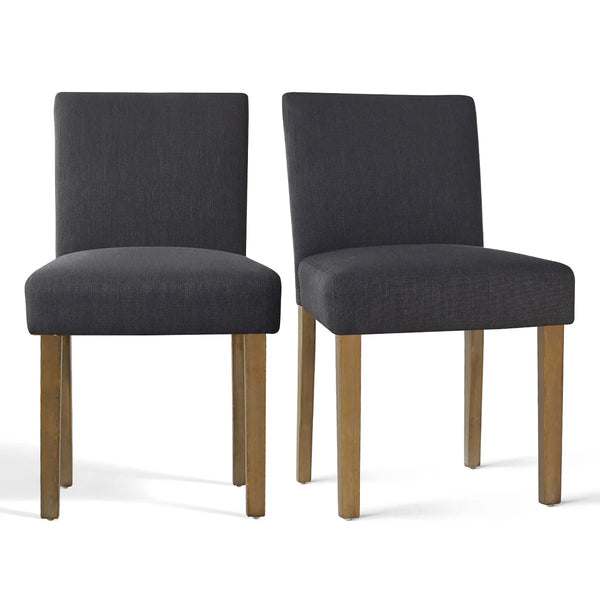 18.5" Seat Height Linen Blend Upholstered Solid Wood Legs Dining Chairs (Set of 2)  Wooden Bazar