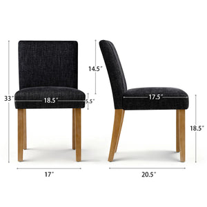 18.5" Seat Height Linen Blend Upholstered Solid Wood Legs Dining Chairs (Set of 2)  Wooden Bazar