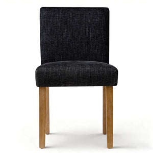 18.5" Seat Height Linen Blend Upholstered Solid Wood Legs Dining Chairs (Set of 2)  Wooden Bazar