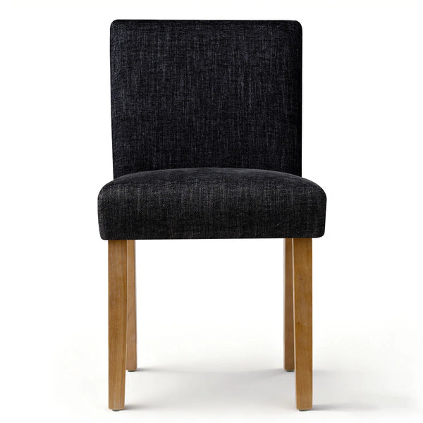 18.5" Seat Height Linen Blend Upholstered Solid Wood Legs Dining Chairs (Set of 2)  Wooden Bazar