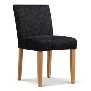 18.5" Seat Height Linen Blend Upholstered Solid Wood Legs Dining Chairs (Set of 2)  Wooden Bazar