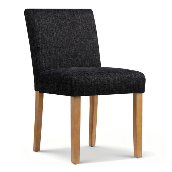 18.5" Seat Height Linen Blend Upholstered Solid Wood Legs Dining Chairs (Set of 2)  Wooden Bazar