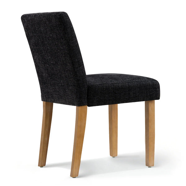 18.5" Seat Height Linen Blend Upholstered Solid Wood Legs Dining Chairs (Set of 2)  Wooden Bazar