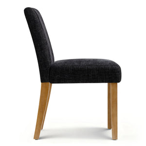 18.5" Seat Height Linen Blend Upholstered Solid Wood Legs Dining Chairs (Set of 2)  Wooden Bazar