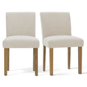 18.5" Seat Height Linen Blend Upholstered Solid Wood Legs Dining Chairs (Set of 2)  Wooden Bazar