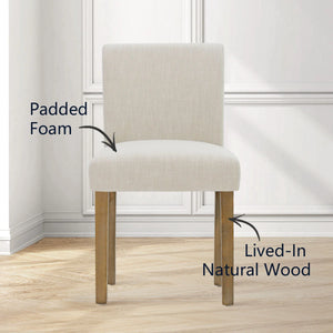 18.5" Seat Height Linen Blend Upholstered Solid Wood Legs Dining Chairs (Set of 2)  Wooden Bazar