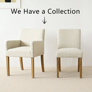 18.5" Seat Height Linen Blend Upholstered Solid Wood Legs Dining Chairs (Set of 2)  Wooden Bazar