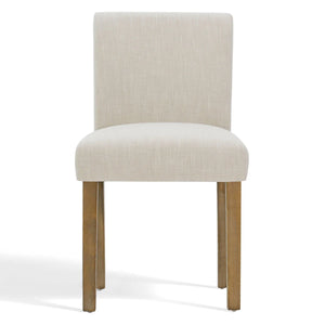 18.5" Seat Height Linen Blend Upholstered Solid Wood Legs Dining Chairs (Set of 2)  Wooden Bazar