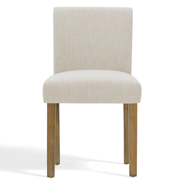 18.5" Seat Height Linen Blend Upholstered Solid Wood Legs Dining Chairs (Set of 2)  Wooden Bazar
