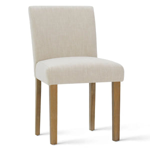 18.5" Seat Height Linen Blend Upholstered Solid Wood Legs Dining Chairs (Set of 2)  Wooden Bazar