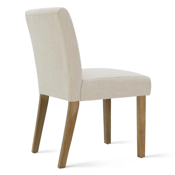 18.5" Seat Height Linen Blend Upholstered Solid Wood Legs Dining Chairs (Set of 2)  Wooden Bazar