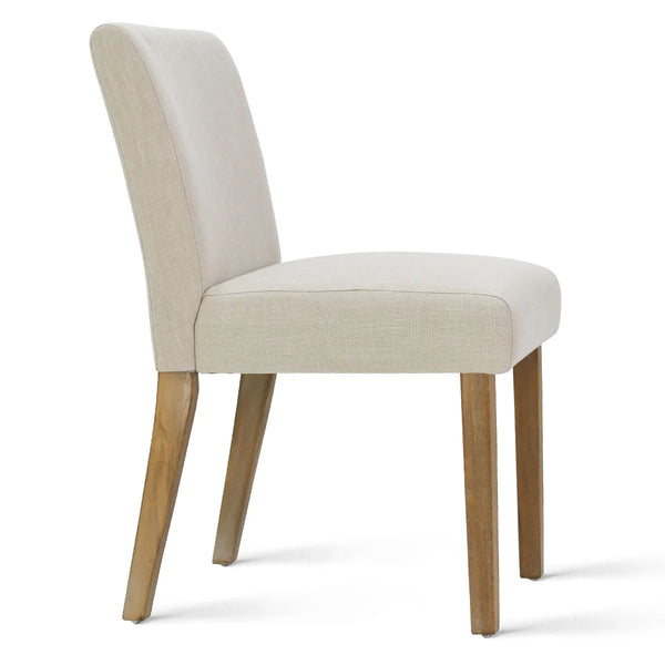 18.5" Seat Height Linen Blend Upholstered Solid Wood Legs Dining Chairs (Set of 2)  Wooden Bazar
