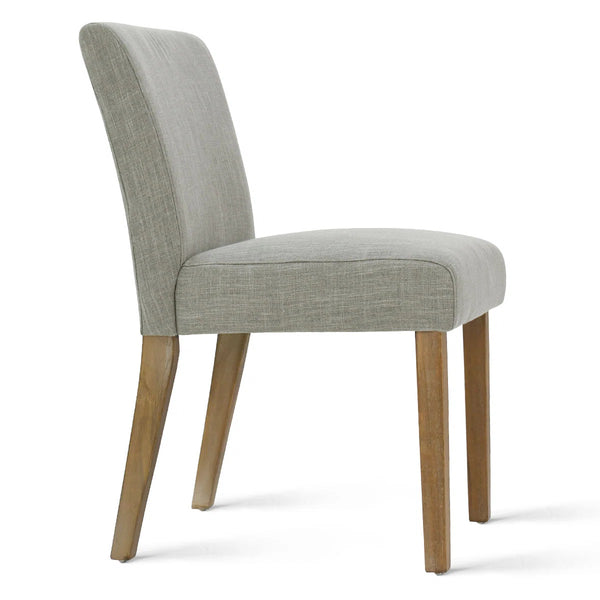 18.5" Seat Height Linen Blend Upholstered Solid Wood Legs Dining Chairs (Set of 2)  Wooden Bazar
