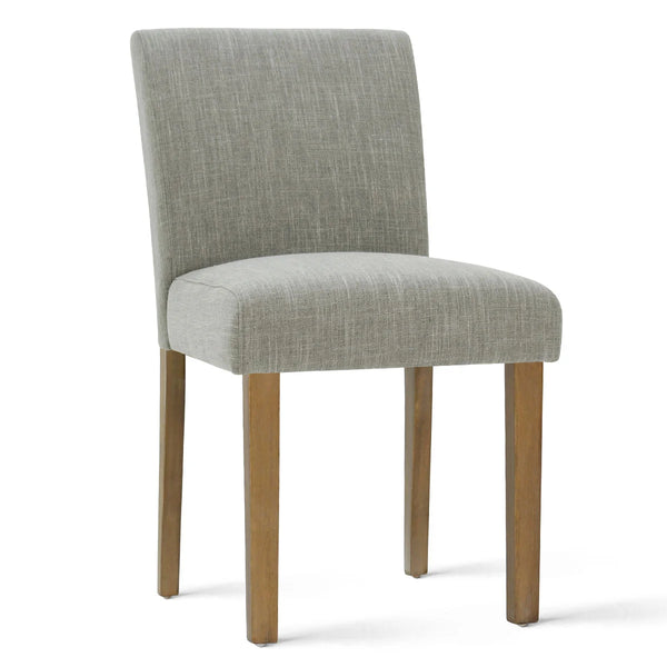 18.5" Seat Height Linen Blend Upholstered Solid Wood Legs Dining Chairs (Set of 2)  Wooden Bazar