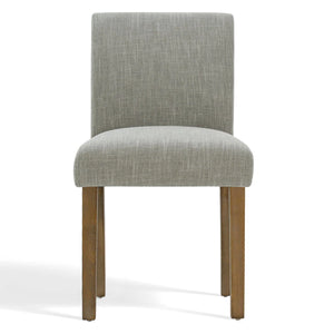 18.5" Seat Height Linen Blend Upholstered Solid Wood Legs Dining Chairs (Set of 2)  Wooden Bazar
