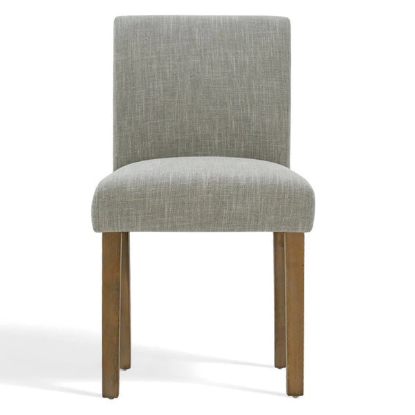 18.5" Seat Height Linen Blend Upholstered Solid Wood Legs Dining Chairs (Set of 2)  Wooden Bazar
