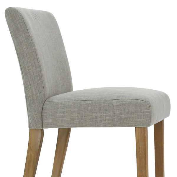 18.5" Seat Height Linen Blend Upholstered Solid Wood Legs Dining Chairs (Set of 2)  Wooden Bazar