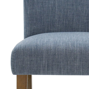 18.5" Seat Height Linen Blend Upholstered Solid Wood Legs Dining Chairs (Set of 2)  Wooden Bazar