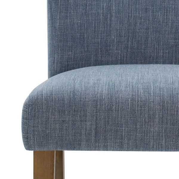 18.5" Seat Height Linen Blend Upholstered Solid Wood Legs Dining Chairs (Set of 2)  Wooden Bazar