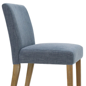 18.5" Seat Height Linen Blend Upholstered Solid Wood Legs Dining Chairs (Set of 2)  Wooden Bazar