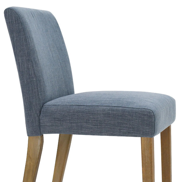 18.5" Seat Height Linen Blend Upholstered Solid Wood Legs Dining Chairs (Set of 2)  Wooden Bazar