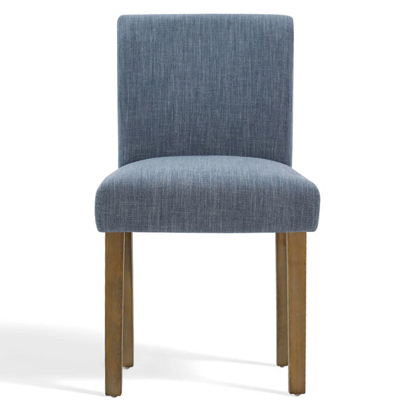 18.5" Seat Height Linen Blend Upholstered Solid Wood Legs Dining Chairs (Set of 2)  Wooden Bazar