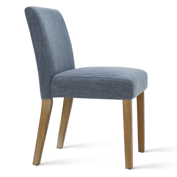 18.5" Seat Height Linen Blend Upholstered Solid Wood Legs Dining Chairs (Set of 2)  Wooden Bazar