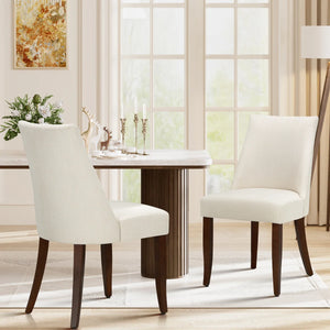 19" Seat Height Parsons Upholstered Dining Chair, Solid Wood Legs, High Back Fabric Dining Side Chairs, Easy Assembly (Set of 2)  Wooden bazar