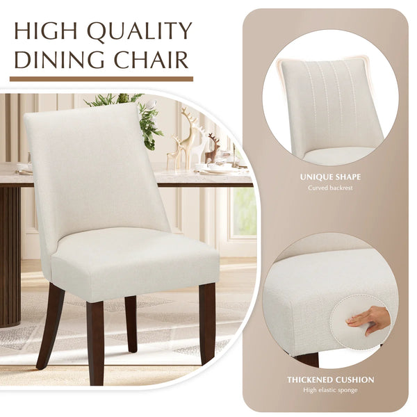 19" Seat Height Parsons Upholstered Dining Chair, Solid Wood Legs, High Back Fabric Dining Side Chairs, Easy Assembly (Set of 2)  Wooden bazar