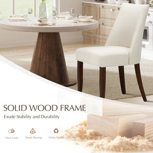 19" Seat Height Parsons Upholstered Dining Chair, Solid Wood Legs, High Back Fabric Dining Side Chairs, Easy Assembly (Set of 2)  Wooden bazar