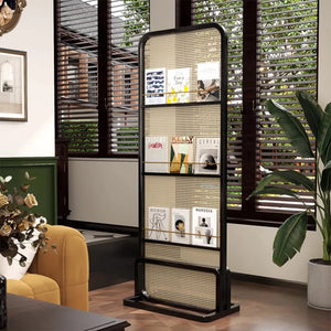 **1-Panel Black Solid Wood & Rattan Room Divider**  Wooden Bazar