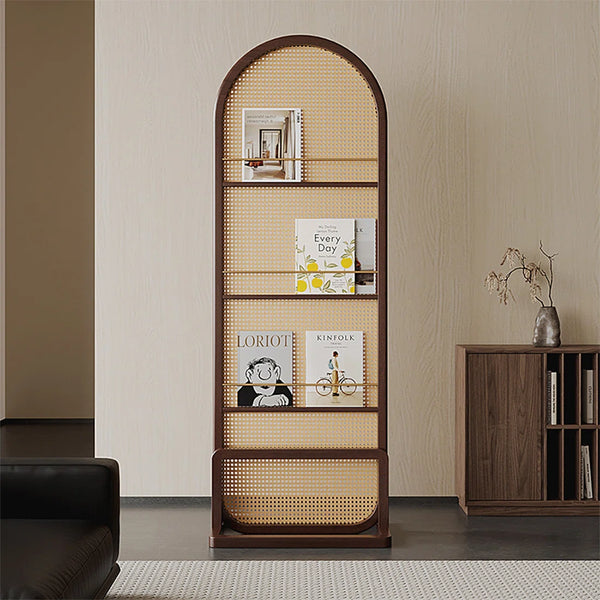 Nut-Brown Solid Wood and Rattan 1-Panel Folding Room Divider  Wooden Bazar