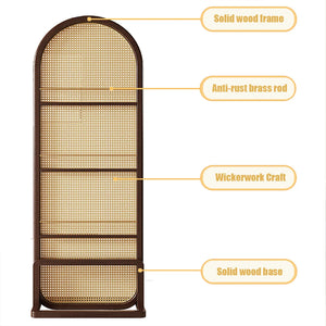 Nut-Brown Solid Wood and Rattan 1-Panel Folding Room Divider  Wooden Bazar