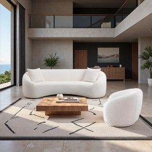 Modern Living Room Sofa Set With 360° Swivel Barrel Chair, 5-seat