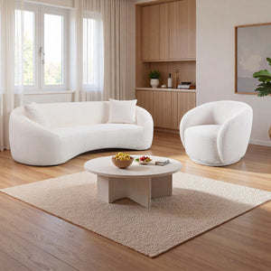 Modern Living Room Sofa Set With 360° Swivel Barrel Chair, 5-seat