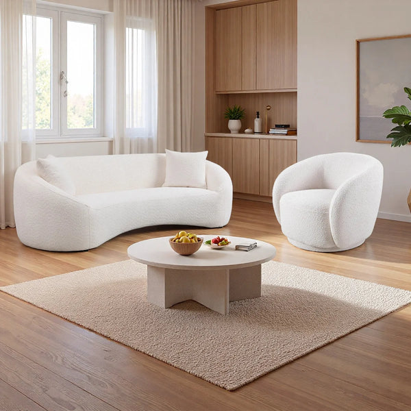 Modern Living Room Sofa Set With 360° Swivel Barrel Chair, 5-seat