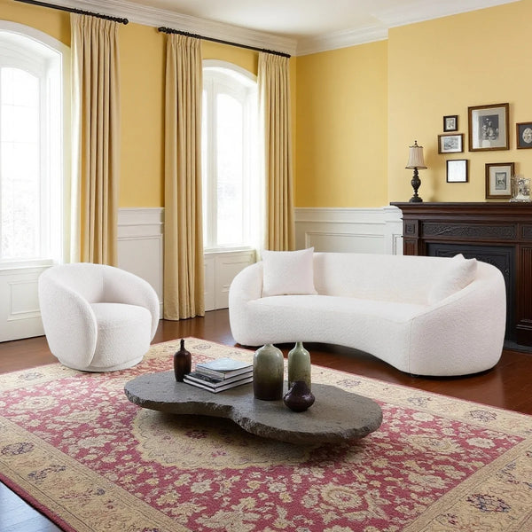 Modern Living Room Sofa Set With 360° Swivel Barrel Chair, 5-seat