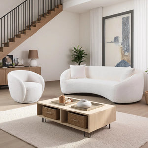 Modern Living Room Sofa Set With 360° Swivel Barrel Chair, 5-seat
