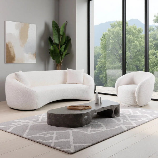Modern Living Room Sofa Set With 360° Swivel Barrel Chair, 5-seat