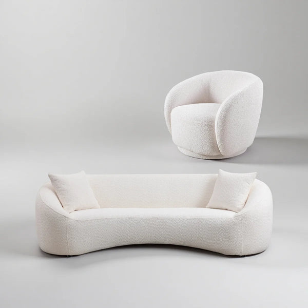 Modern Living Room Sofa Set With 360° Swivel Barrel Chair, 5-seat