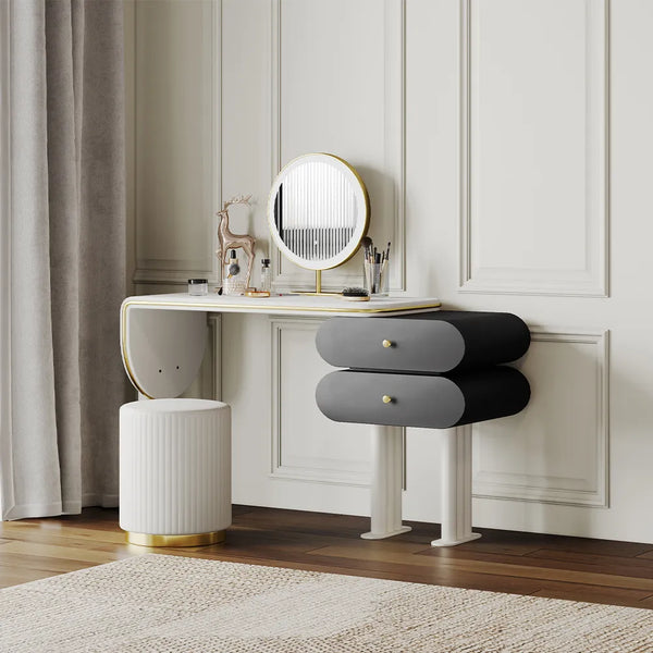 Nivambu Modern Light Luxury Makeup Vanity Table Set - Wooden Bazar