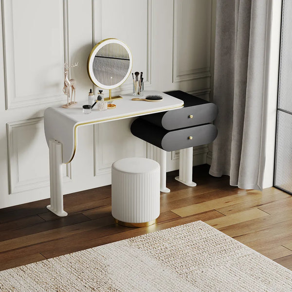 Nivambu Modern Light Luxury Makeup Vanity Table Set - Wooden Bazar