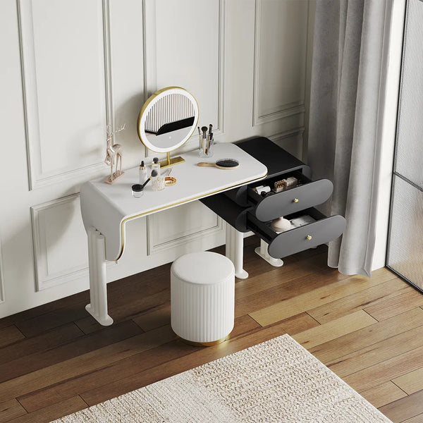 Nivambu Modern Light Luxury Makeup Vanity Table Set - Wooden Bazar