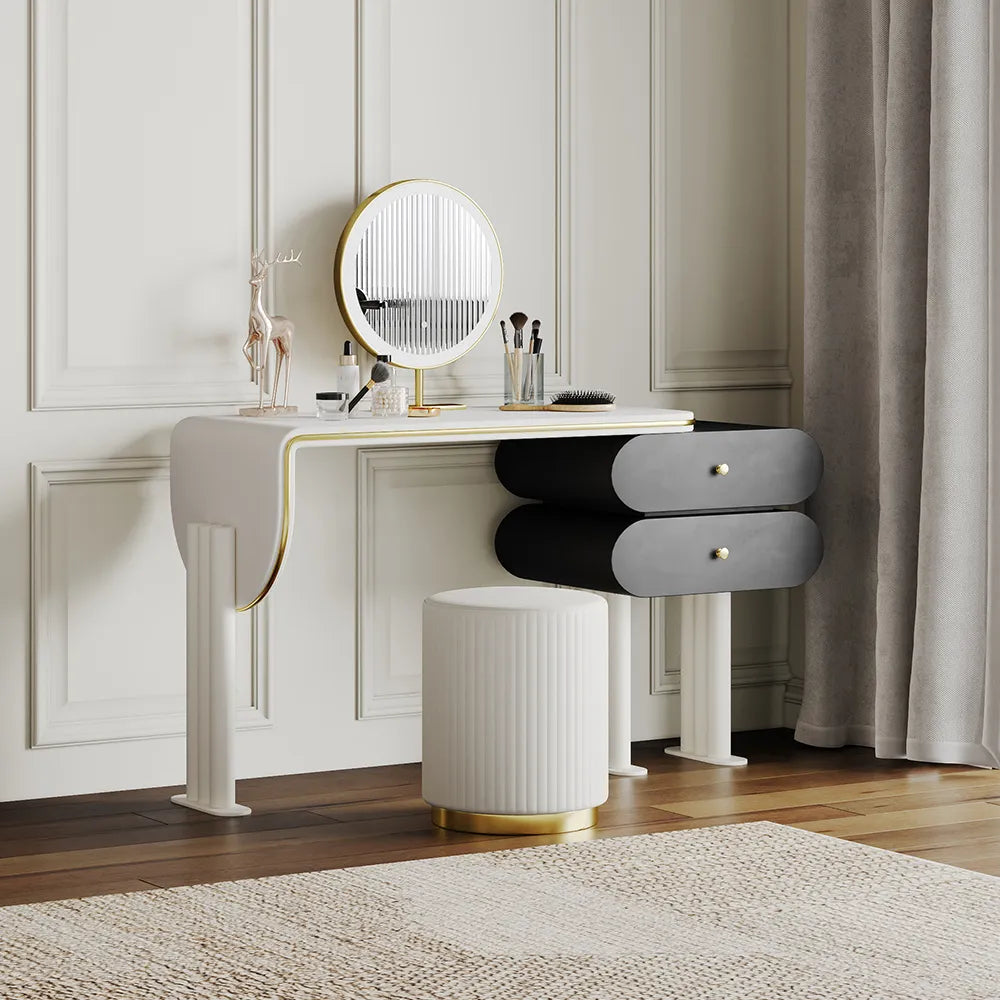 Nivambu Modern Light Luxury Makeup Vanity Table Set - Wooden Bazar